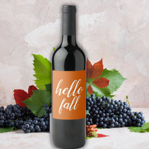 Orange Hello Fall Trendy Typografie Weinetikett