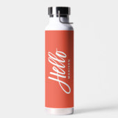 Orange Hello Modern Einfaches Skript mit Ihrem Nam Trinkflasche (Links)