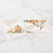 Orange Herbst Floral Pumpkin Baby Dusche Wasserflaschenetikett (Einzelnes Label)
