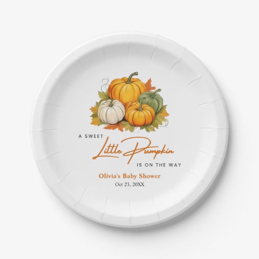 Orange Herbst Herbst Ein kleines Pumpkin Baby Dusc Pappteller (Vorderseite)