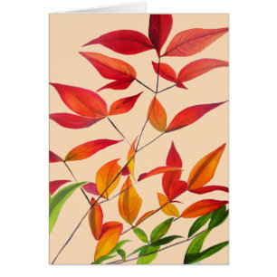 Orange Herbst hinterlässt originale Aquarellkunst