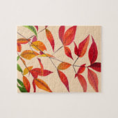 Orange Herbst hinterlässt originale Aquarellkunst Puzzle (Horizontal)