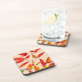 Orange Herbst hinterlässt originale Aquarellkunst Untersetzer (Rechte Seite)