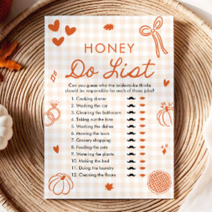 Orange Herbst-Hochzeits-Spiel: Honey-Do-Liste Einladung