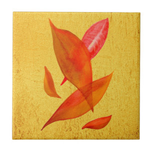 Orange Herbst Saisonblatt Kunst Fliese