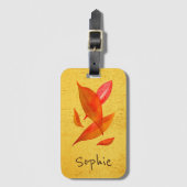 Orange Herbst Saisonblatt Kunst Gepäckanhänger (Vorderseite Vertikal)