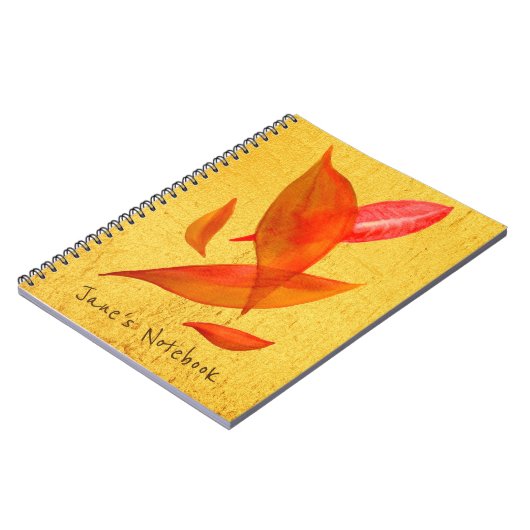 Orange Herbst Saisonblatt Kunst Notizblock (Linke Seite)