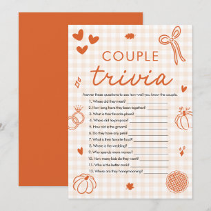 Orange Herbst-Schleifen-Paar-Trivia-Brautparty-Spi Einladung