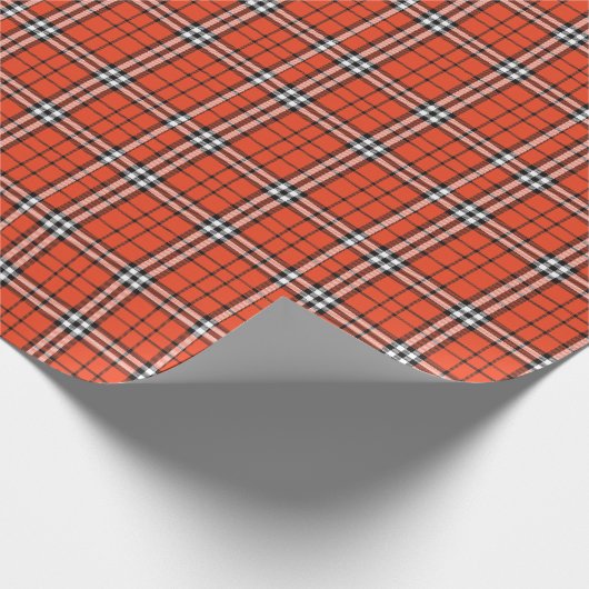 Orange Herbst Tartan Kariertes Muster Geschenkpapier (Ecke)