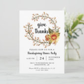 Orange Herbstfarben Blume Erntedank Abendessen Einladung (Stehend Vorderseite)