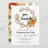 Orange Herbstfarben Blume Erntedank Abendessen Einladung (Vorne/Hinten)