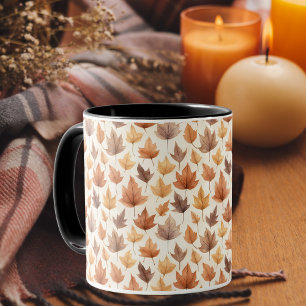 Orange Herbstlaub Ahornleaf Muster Herbst Tasse