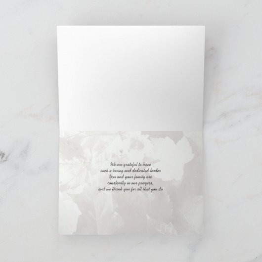 Orange Herbstlaub Custom Pastor Appreciatorcard Dankeskarte (Innenseite)