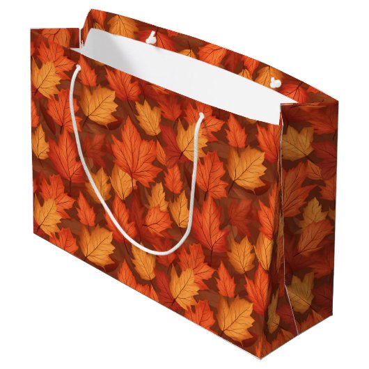 Orange Herbstlaube Große Geschenktüte (Rückseite Schrägansicht)