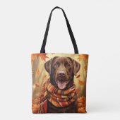 ORANGE HERBSTLAUBS CHOCOLATE LABRADOR RETRIEVER TASCHE (Rückseite)