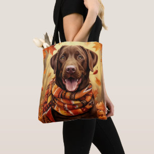 ORANGE HERBSTLAUBS CHOCOLATE LABRADOR RETRIEVER TASCHE
