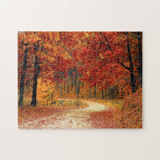 Orange Herbstlaubs Country Dirt Road Foto Puzzle (Horizontal)