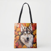 ORANGE HERBSTLAUBS & SIBERIAN HUSKY DOG TASCHE (Vorderseite)
