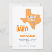 Orange Herringbone Made in Texas Foto Baby Ankündigung (Vorderseite)