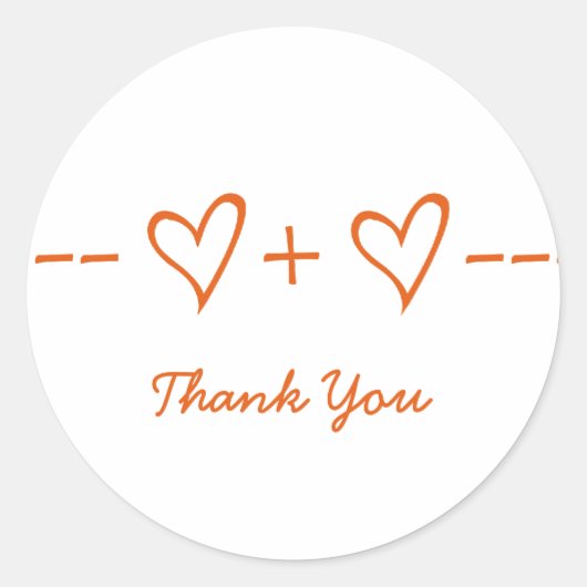 Orange Herz Gleichung Danke Stickers (Vorderseite)