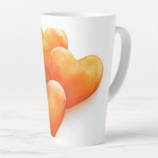 *Orange Herz Wasserfarbe Milchtasse (Rechte Ecke)