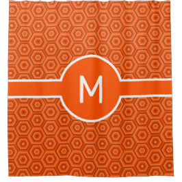 Orange Hexagons mit geometrischer Mittelachse Duschvorhang