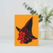 Orange Hexe Halloween Postkarte (Stehend Vorderseite)