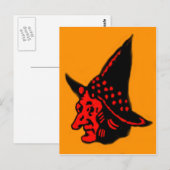 Orange Hexe Halloween Postkarte (Vorne/Hinten)