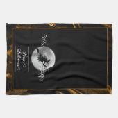 Orange Hexe Silhouette Halloween Geschirrtuch (Horizontal)