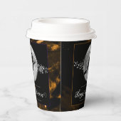 Orange Hexe Silhouette Halloween Pappbecher (Rechts)