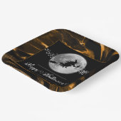 Orange Hexe Silhouette Halloween Pappteller (Gewinkelt)