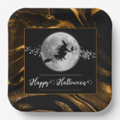 Orange Hexe Silhouette Halloween Pappteller (Vorderseite)