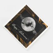 Orange Hexe Silhouette Halloween Serviette (Ecke)