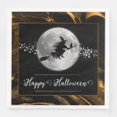 Orange Hexe Silhouette Halloween Serviette (Vorderseite)