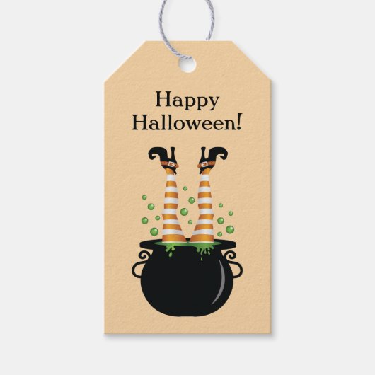 Orange Hexenleder in Hexenbrauenhaus glückliches H Geschenkanhänger (Vorderseite)