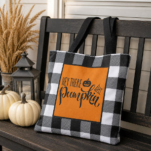 Orange Hey There Kürbis Büffel Karo Halloween Tasche