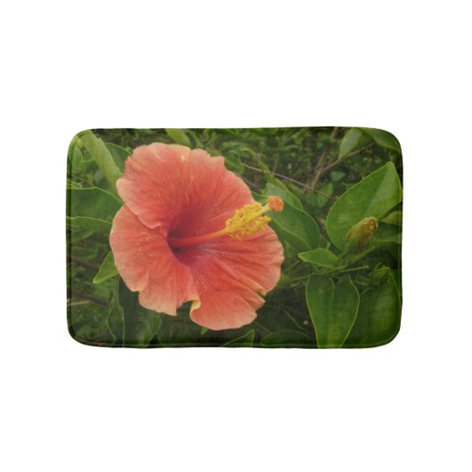 Orange Hibiscus Flower Tropical Floral Badematte (Vorderseite)