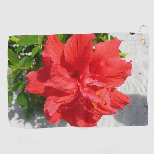 Orange Hibiscus Flower Tropical Floral Golfhandtuch (Horizontal)