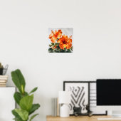 Orange Hibisken Blume Art Print Poster (Heimbüro)