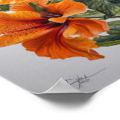 Orange Hibisken Blume Art Print Poster (Ecke)