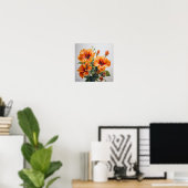 Orange Hibisken Blume Art Print Poster (Heimbüro)