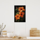 Orange Hibisken Blume Art Print Poster (Küche)