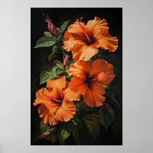 Orange Hibisken Blume Art Print Poster (Vorne)