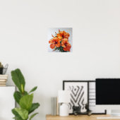 Orange Hibisken Blume Art Print Poster (Heimbüro)