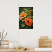 Orange Hibisken Blume Art Print Poster (Küche)