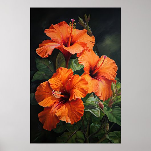 Orange Hibisken Blume Art Print Poster (Vorne)