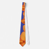 Orange Hibisken Blume auf Blue Necktie Krawatte (Vorderseite)