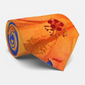 Orange Hibisken Blume auf Blue Necktie Krawatte (Gerollt)
