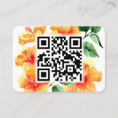 Orange Hibisken Blume Business Card mit QR Code Visitenkarte (Rückseite)