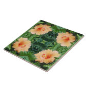 Orange Hibisken Blume Muster Fliese (Seite)